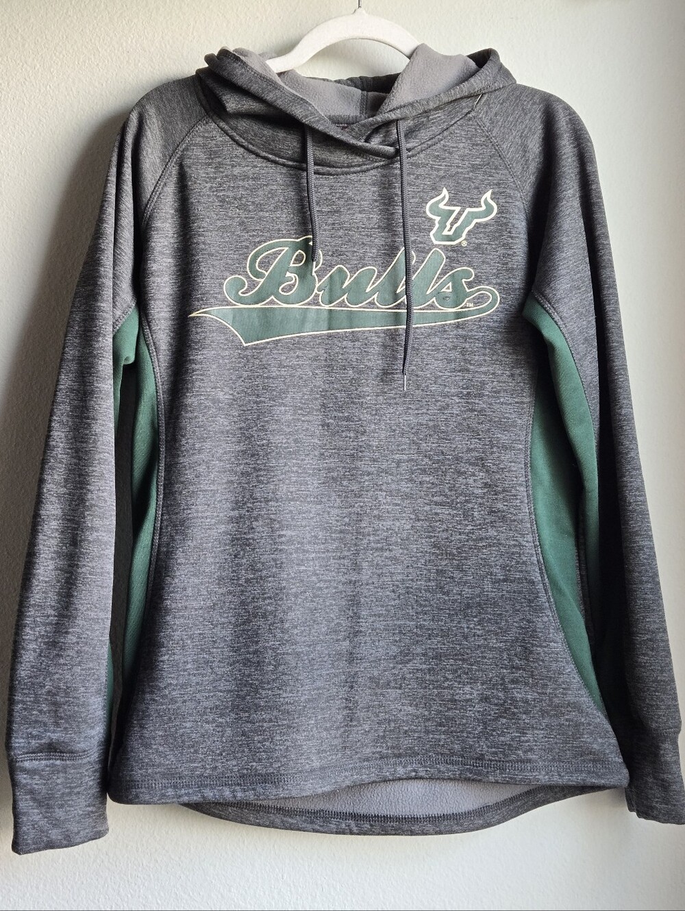 Kid's Bulls Heather Gray & Green Hoodie Sweatshirt, Sz Large